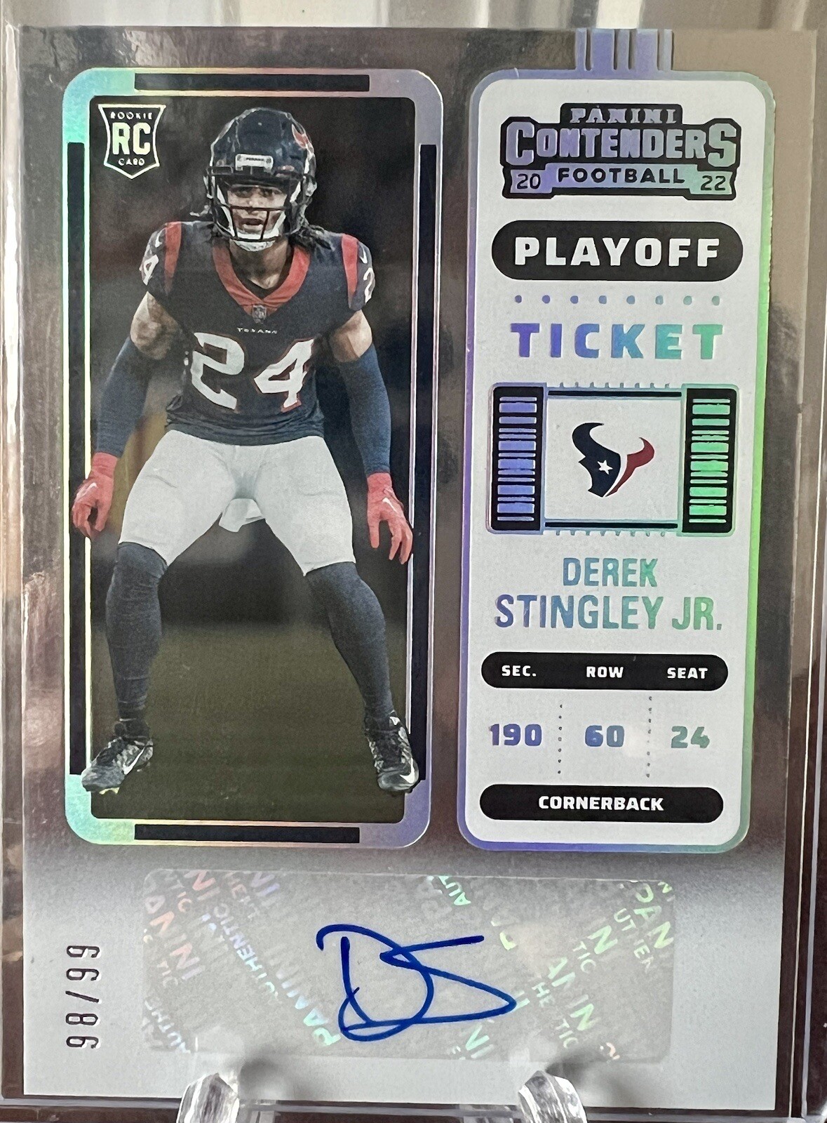 Derek Stingley Jr. ROOKIE AUTO 2022 Panini Contenders Playoff Ticket /99 Texans