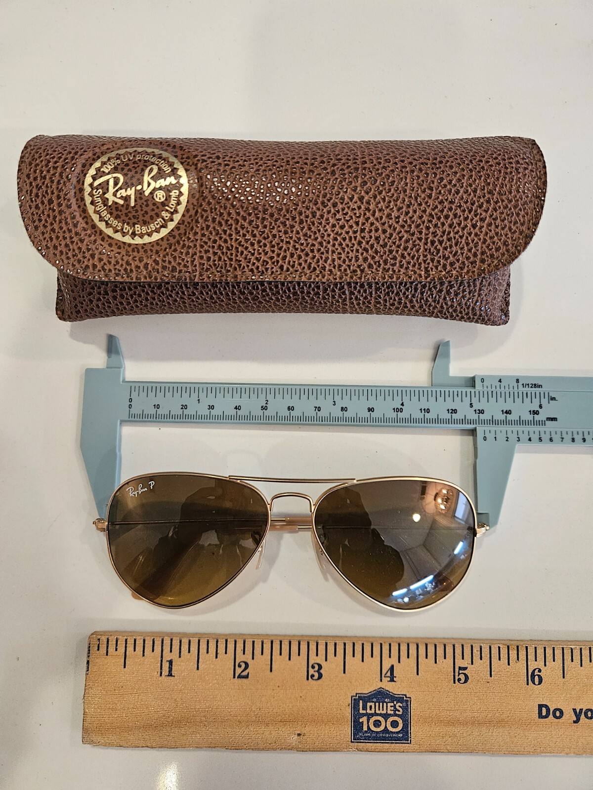 Vintage  Rare Ray-Ban 58014 Aviator Sunglasses Gold Frame Smoke Lenses W/Case