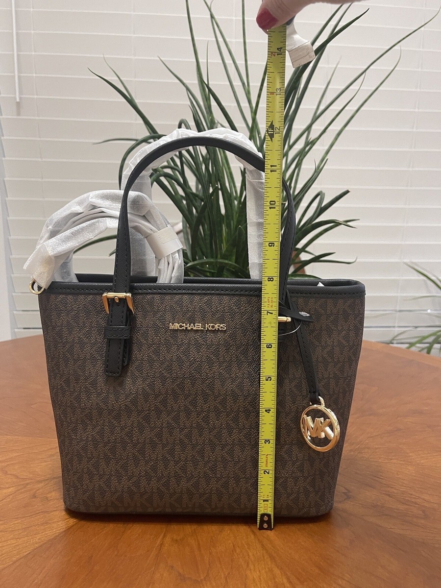 Michael Kors Jet Set XS Carryall Tote Crossbody Brown MK Logo