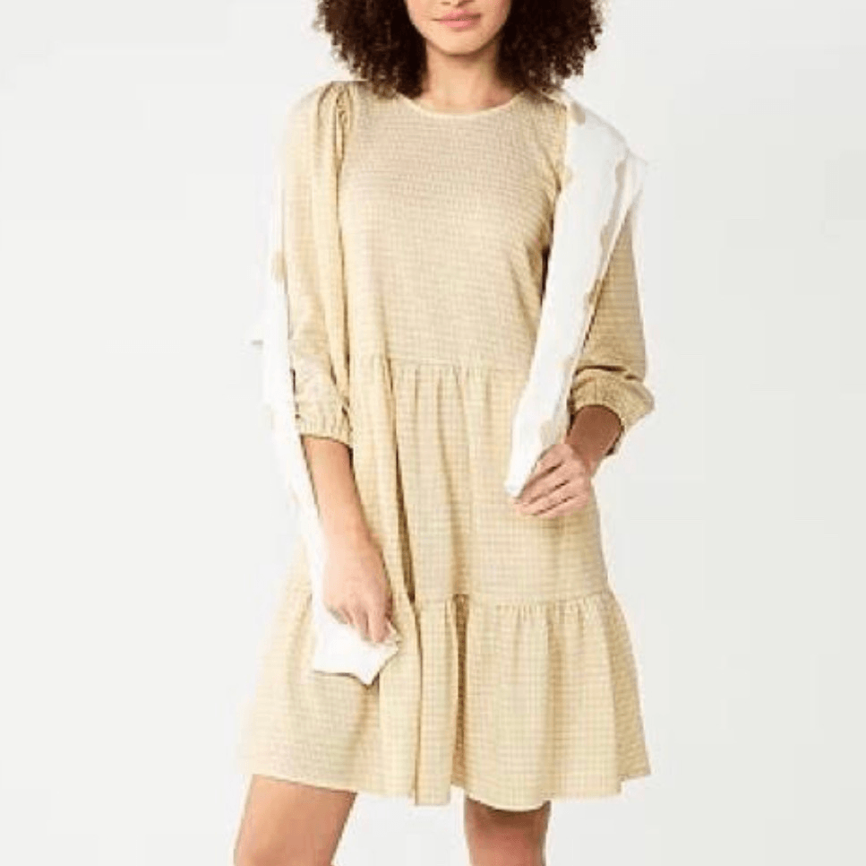 white christmas dresses Kloey Long Sleeve Knit Maxi Dress Cream main image 1