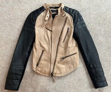 Zara Very Soft Leather 2 Tone Biker Jacket Size M Fit 8-10 As Seen On Molly King