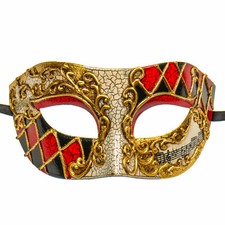 Gold Red Musical Venetian Eye Mask for Classic Masquerade Ball