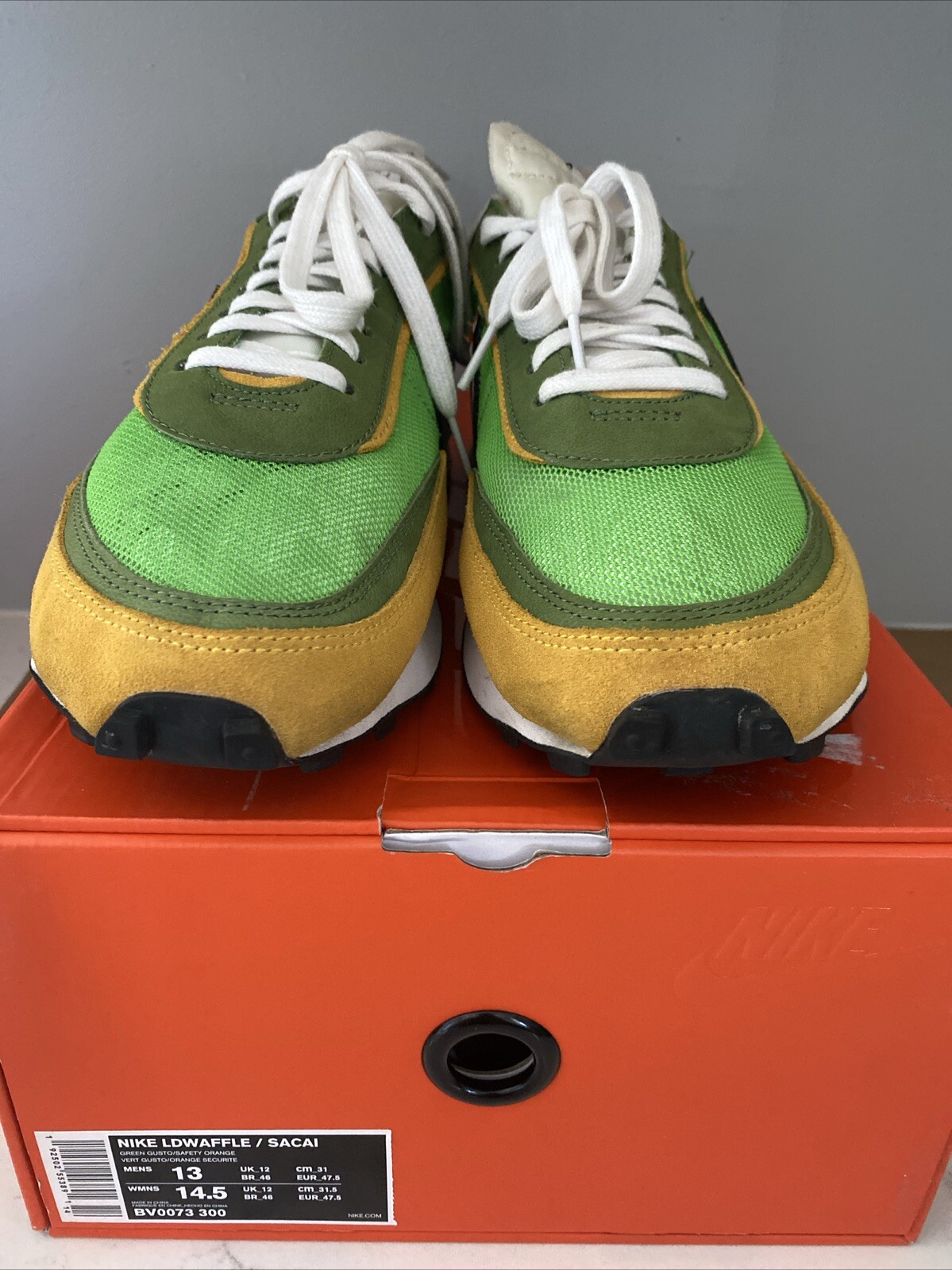 SACAI X NIKE Taglia 13 Nike sacai x LDWaffle Green Gusto Green Yellow White (BV0073 300)