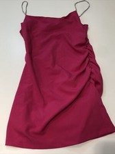 ZARA SHINY STRAPPY MINI DRESS W/zipper Pink Size L