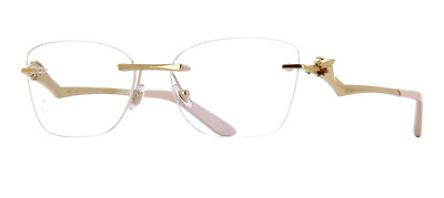 New CARTIER CT0120O 002 57mm Gold Panthere Rimless Eyeglasses France Unisex