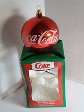 1990s Polar Bear Coca-Cola European Style Glass Ornament Marketed by Kurt Adler