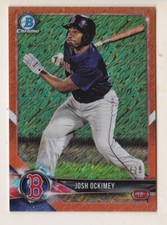 2018 Bowman Chrome Josh Ockimey /25 ORANGE SHIMMER REFRACTOR Prospect Red Sox