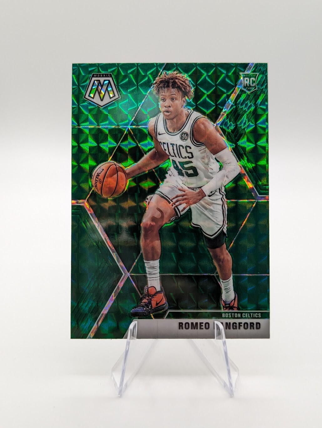Romeo Langford 2019-20 Panini Mosaic Green Prizm RC #233 Celtics