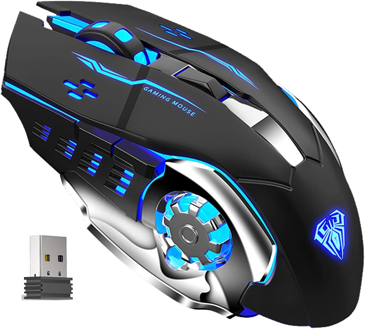 AULA SC100 Silent Wireless Rechargeable Gaming Mouse with Side Buttons and LED Backlight