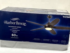 Harbor Breeze Arbormere 60-in Matte Black Driftwood Blades Indoor/Outdoor LED