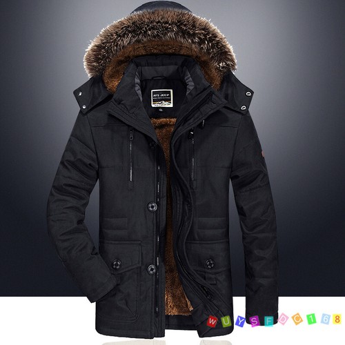 Giacca Con Cappuccio Inverno Da Uomo Pelliccia Cappotti Caldo Spessa Pile Parka Outwear Top - Foto 12 di 15