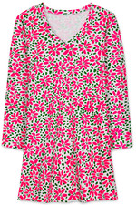 Women's Dress - Pink Green Printed Dress - Mini Dress - Medium - Jersey Cotton