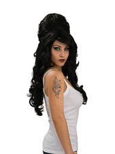 Rehab Wig Beehive 1960 Black Rehab Fancy Dress Wig Celebrity Accessory