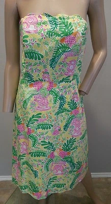 Lilly Pulitzer Rose Éléphant Singe Tortue Floral Ananas Robe Coton 8 - Photo 1/4
