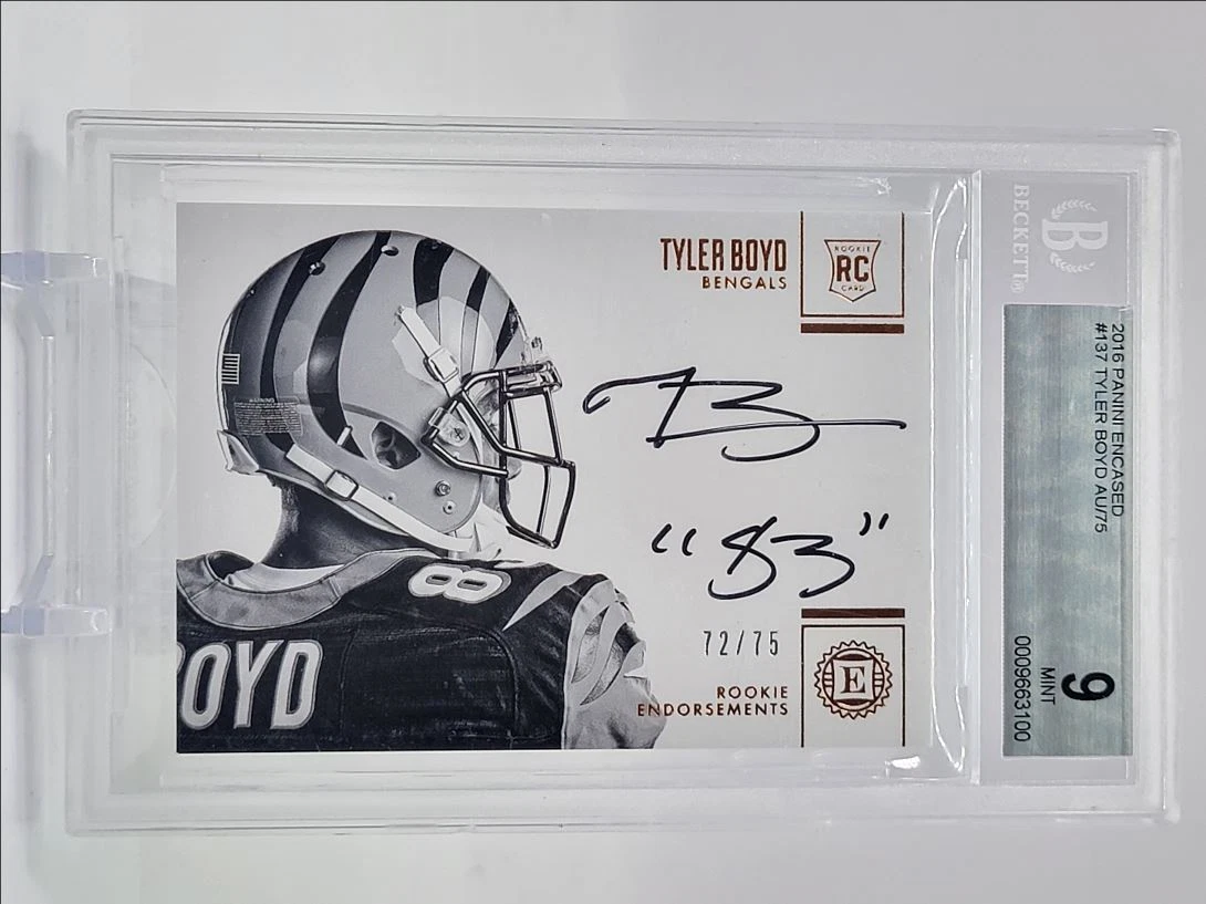 Tyler Boyd Panini Encased Substantial Rookie Swatches #18 Sapphire