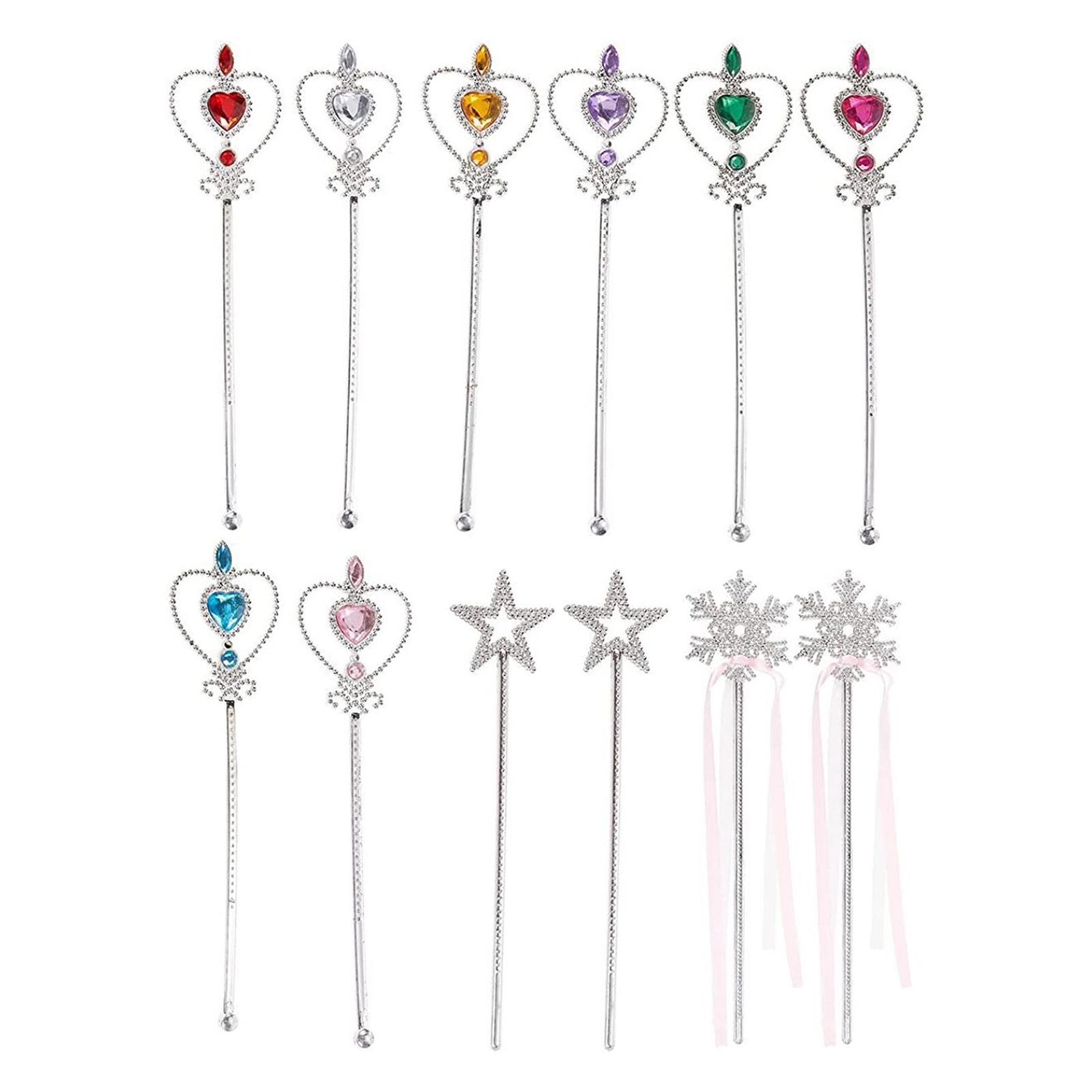 12 Pack Fairy Princess Wand for Girls, Party Favors, Dress Up Accessories