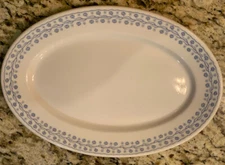Vintage O.P. CO Syracuse China 11.5” Oval Serving Platter Blue Floral Pattern