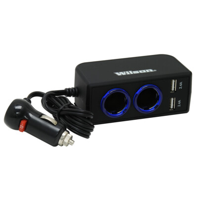 Wilson Dual 12 Volt USB Adapter with 3-Foot Cord - Cigarette Lighter Splitter Ad