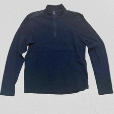 MICHAEL KORS 1/4 Zip Pullover Sweater Mens M Black Marled Mock Neck Long Sleeve