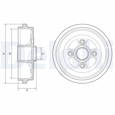 1x Bremstrommel DELPHI BF574 passend für NISSAN