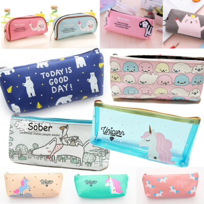 Cats Dog Animals Bear Whale Unicorn Pencil Case Children School Stationery 