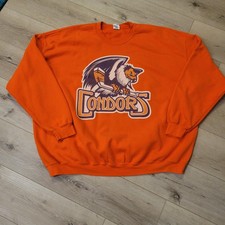 Mens Bakersfield Condors Orange Long Sleeve Sweatshirt Sz 5XL