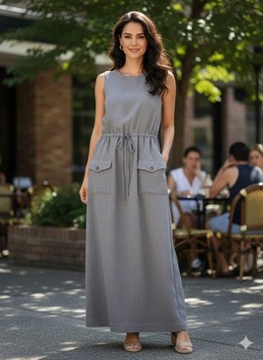 Hillard & Hanson Women'schic Gray  Maxi Dress  Size 12