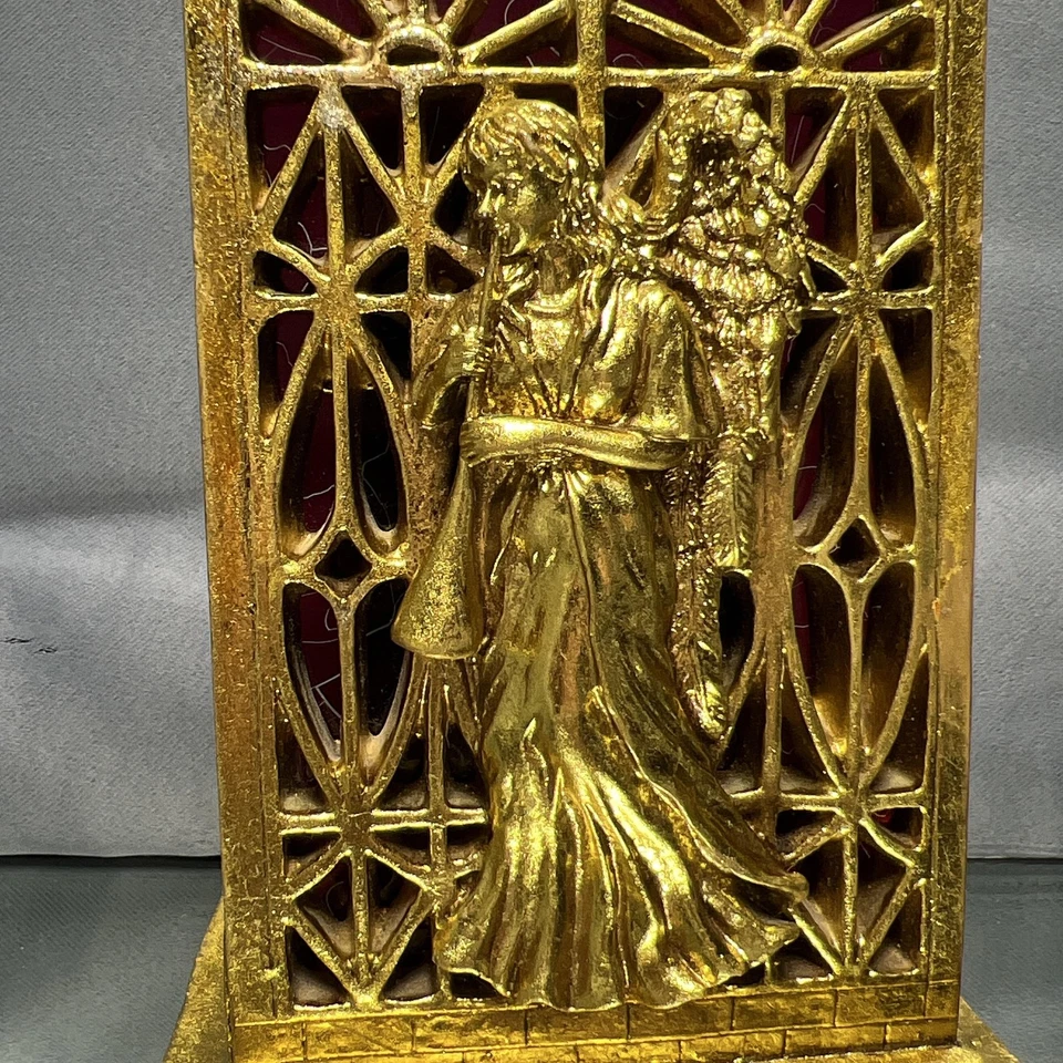 Candelabro votivo ventana catedral ángel vitral tono dorado Navidad Foto 3 de 4