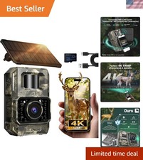 Solar WiFi Trail Camera Bluetooth Game Camera, 4K 64MP Wildlife Cameras 2000m...