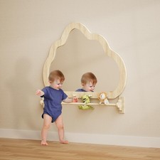 Montessori Mirror with Bar, Baby Pull to Stand Toys, Easy Assembly Natural Fr...