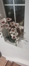 Two Vases Of Real Life Copy Of Forever Pink Orchids In Black Vase