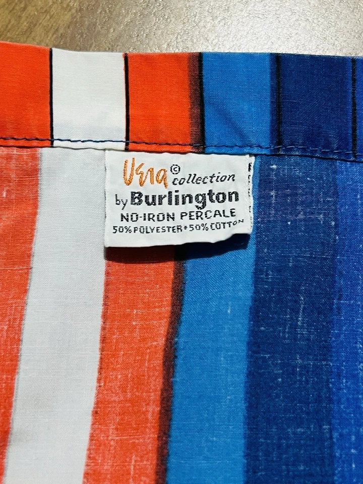 Vera Neumann Collection Burlington Vtg 1970s Mod Stripes Circles Twin Flat Sheet - Image 2 of 3