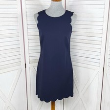 J. Crew Dress Women Sz 2 Blue Scallop Edge Mini Sleeveless Shift Nautical Preppy