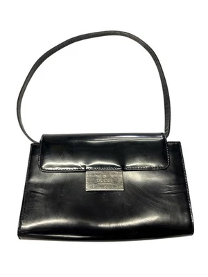 Vintage Gucci Black Patent Leather Shoulder Bag Handbag Made in Italy - Image 1 of 4