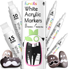 5 Acrylic White Paint Pens - Fine Jumbo Size Ink Pens 1Mm, 3Mm, 6Mm, 10Mm, 15