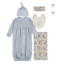 Gerber Baby Girl Gift Set 0-6 Months Floral 5 PC Set Gown Hat Bib Swaddle Cute