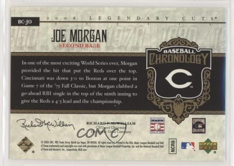 2006 SP Legendary Cuts Baseball Chronology /550 Joe Morgan #BC-JO HOF - Image 2 of 2