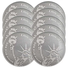 Lot of 10 - 1 oz Asahi Freedom Liberty Silver Round .999 Fine