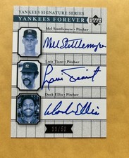 2003 UD Yankees Signature Auto 3 Luis Tiant Mel Stottlemyre Dock Ellis /50