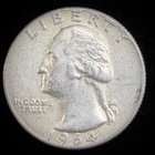90% Silver 1964 Washington Quarter  - F25H