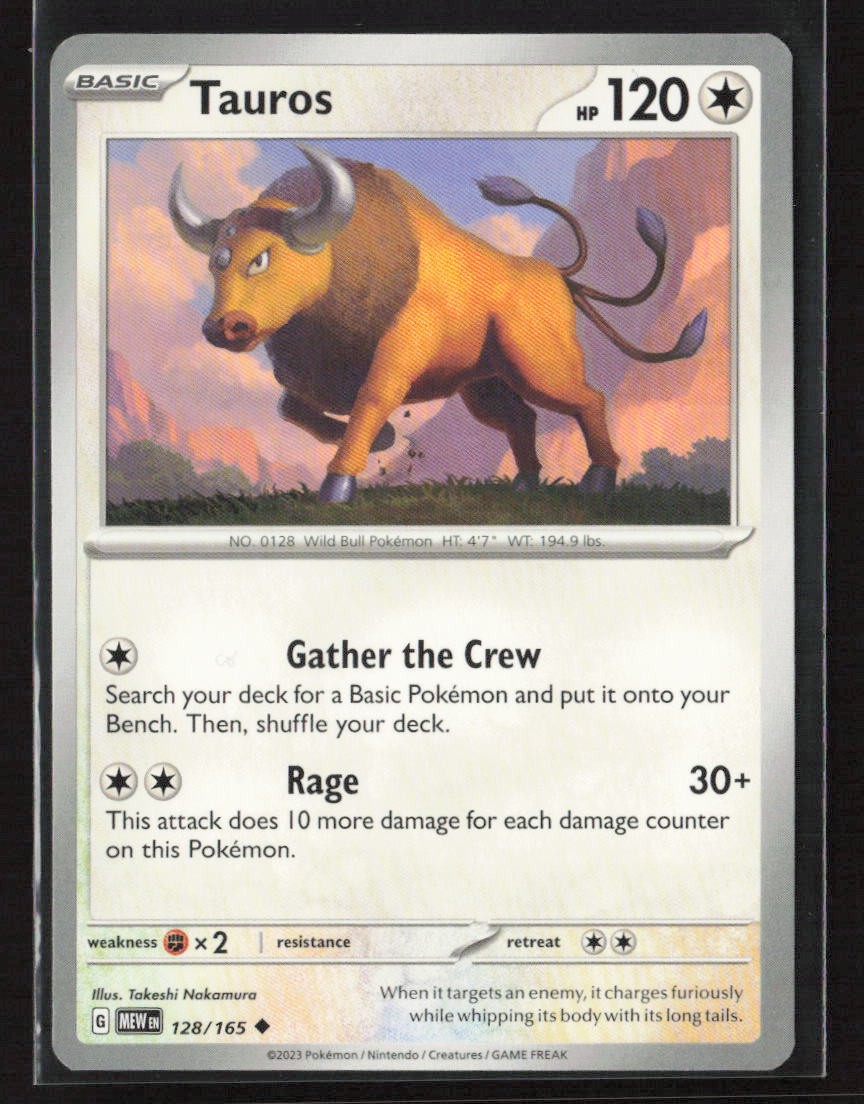 Tauros #128/165 SV: Scarlet & Violet 151 Uncommon Pokemon TCG NM/M