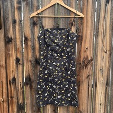 Urban Outfitters Colette Black Floral Stretch Linen Mini Dress, Women’s 4