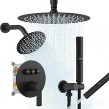Shower Faucet Set 10 Inch Round Ceiling Mount Rainfall Shower System with 6 Inch
