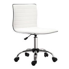 HOMCOM Armless Mid-Back Adjustable Office Chair 360 Swivel White, Used