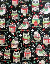 1 Yard Christmas Owl Bird Fabric Keepsake Calico Quilting Cotton 43” Wide Joann