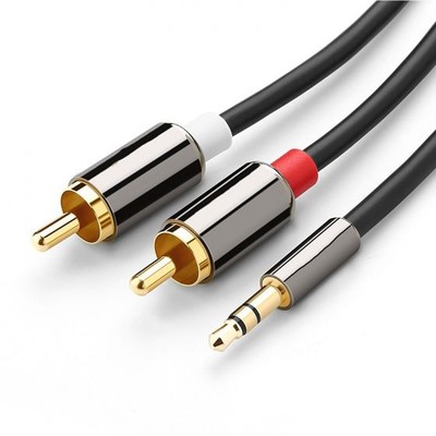 3.5mm to 2 AV Audio Cable, Gold-Plated Stereo Connector, 1-3-5 Meter Options