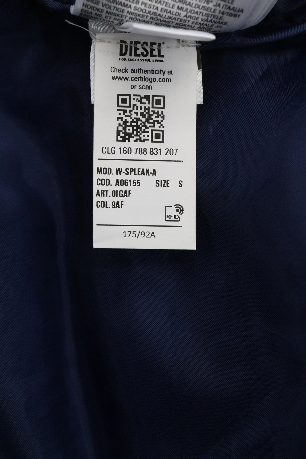 DIESEL Men Jacket W-Spleak-A S Blue Washed Oversized Bomber Insulated RRP325 image 9