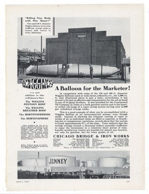 1936 Chicago Bridge & Iron Works Ad: CONOCO Oil Bulk Station in Tulsa, Jenney