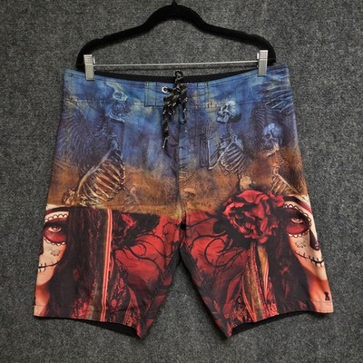 More Core Division MCD Board Shorts Mens 34 10  Swim Trunks Dark Side Y2K FLAW