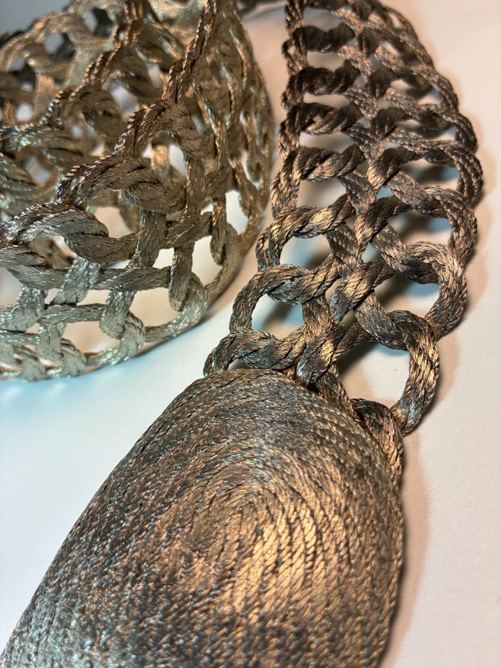 CINTURÓN INFINITO ALAMBRE MARTILLADO VINTAGE AÑOS 70 30-36" MEDIANO Trenza Metal Plateado GRECIA Foto 4 de 4